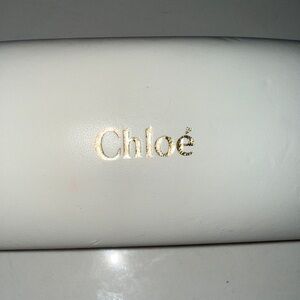 Chloé Cream Eyeglass Case with Gold Logo